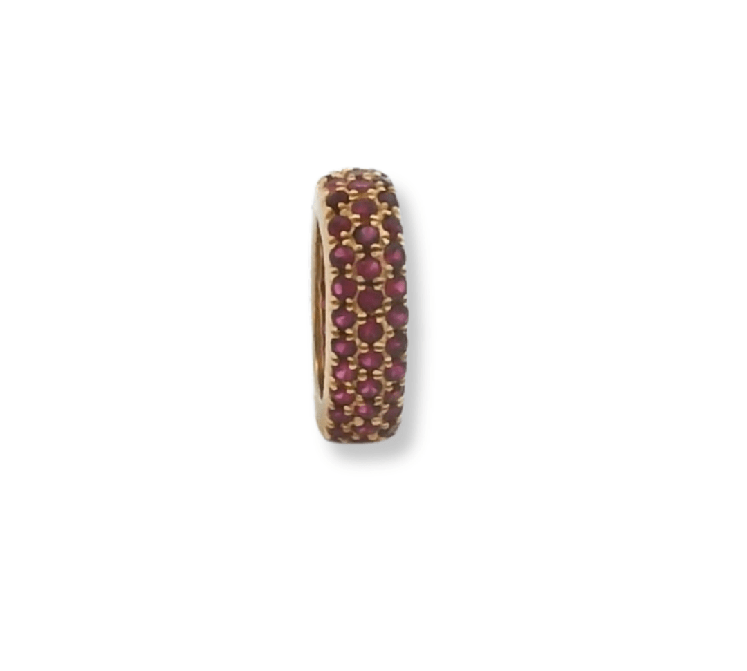 Charms & Pendants Rose Gold / 14K / Ruby Round Ring Pave Gemstone Link Charms