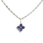 Charms & Pendants Rose Gold / 18K 18K Blue Sapphire and Diamond Clover Flower Pendant