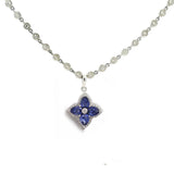 Charms & Pendants Rose Gold / 18K 18K Blue Sapphire and Diamond Clover Flower Pendant