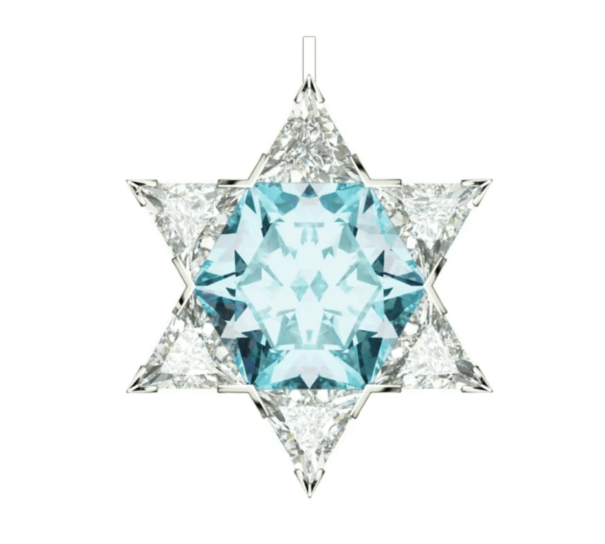 Charms & Pendants Rose Gold / 18K Gold 18K Diamond & Aquamarine Star of David in Solid 18K Gold