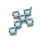 Charms & Pendants Rose Gold / 18K Gold 18K Gold Light Blue Sapphire Round Brilliant Cut Cross