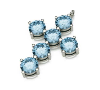 Charms & Pendants Rose Gold / 18K Gold 18K Gold Light Blue Sapphire Round Brilliant Cut Cross