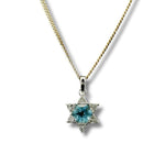 Charms & Pendants Rose Gold / 18K Gold 18K Gold Small Diamond & Aquamarine Star of David