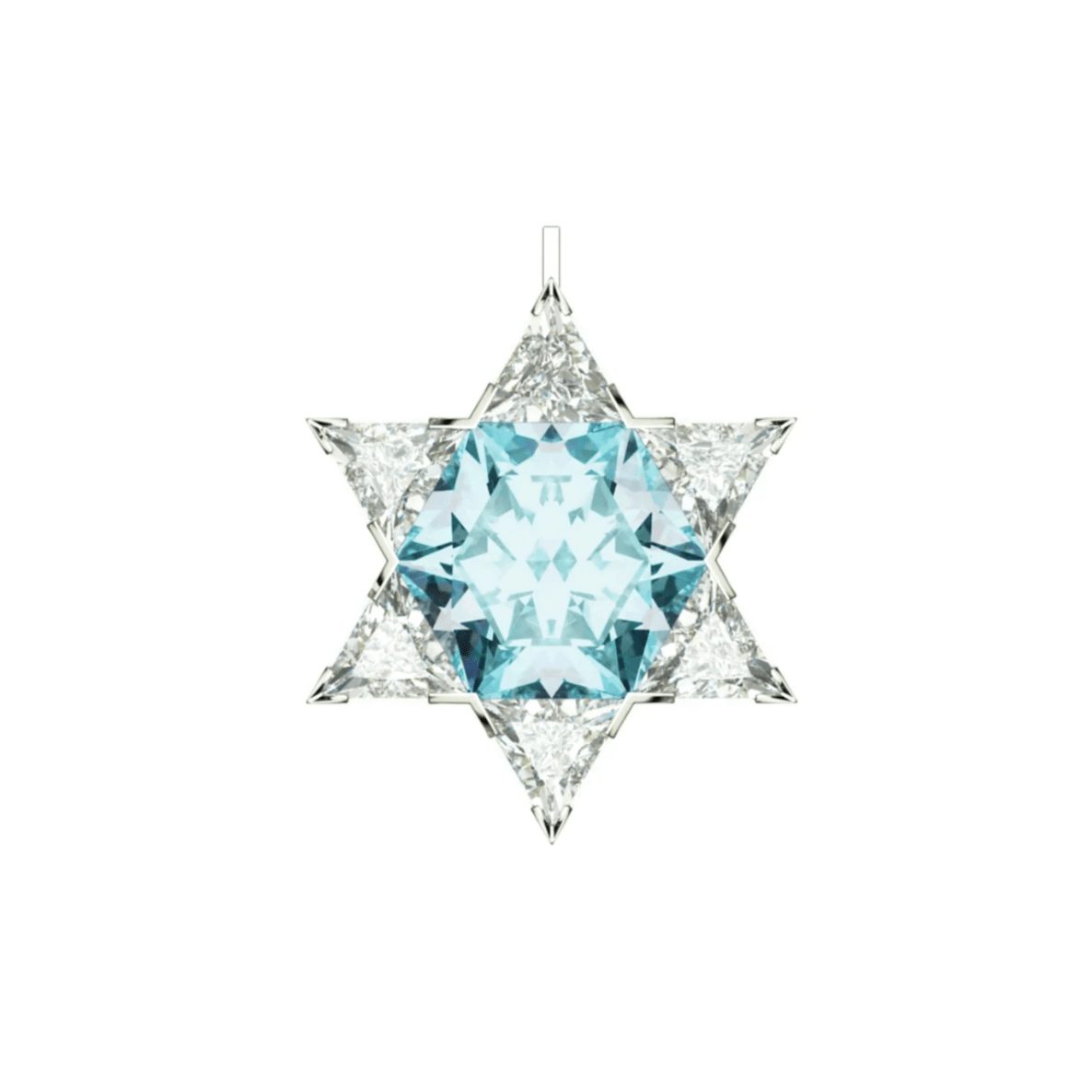 Charms & Pendants Rose Gold / 18K Gold / Large 18K Gold Small Diamond & Aquamarine Star of David