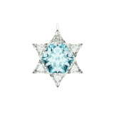 Charms & Pendants Rose Gold / 18K Gold / Large 18K Gold Small Diamond & Aquamarine Star of David