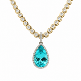 Charms & Pendants Rose Gold 18K Gold Pear Paraiba and Diamond Pendant