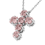 Charms & Pendants Rose Gold / 18K Gold Pink Sapphire Asscher Cut Cross in Solid 18K Gold