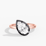 Charms & Pendants Rose Gold / 3.0 14K Bezel Set Round Diamond Georgian Pear Ring, Black Gold, Lab Grown
