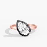Charms & Pendants Rose Gold / 3.0 14K Bezel Set Round Diamond Georgian Pear Ring, Black Gold, Lab Grown