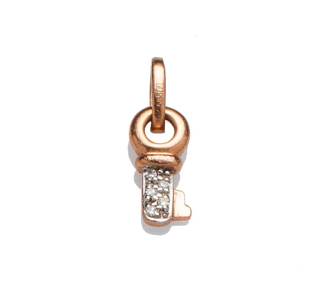 Charms & Pendants Rose Gold Baby Micro-Pave Key
