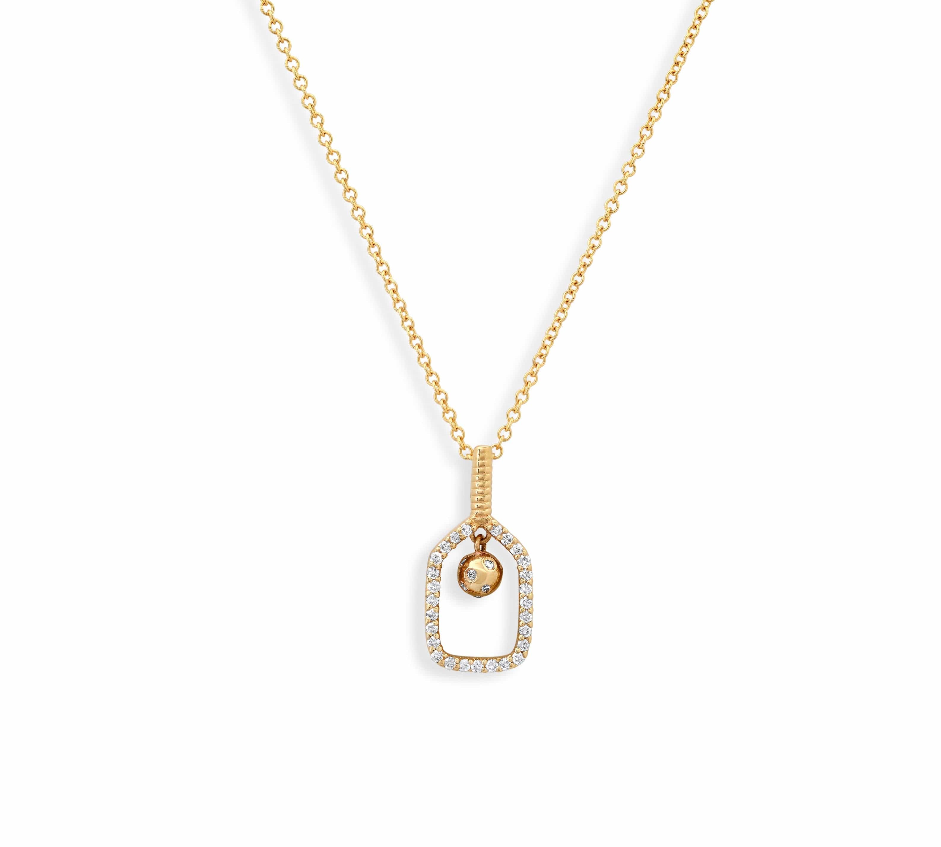 Charms & Pendants Rose Gold / Charm with 18K Gold Paperclip Chain 18K Gold and Diamond Pickleball Charm, Small