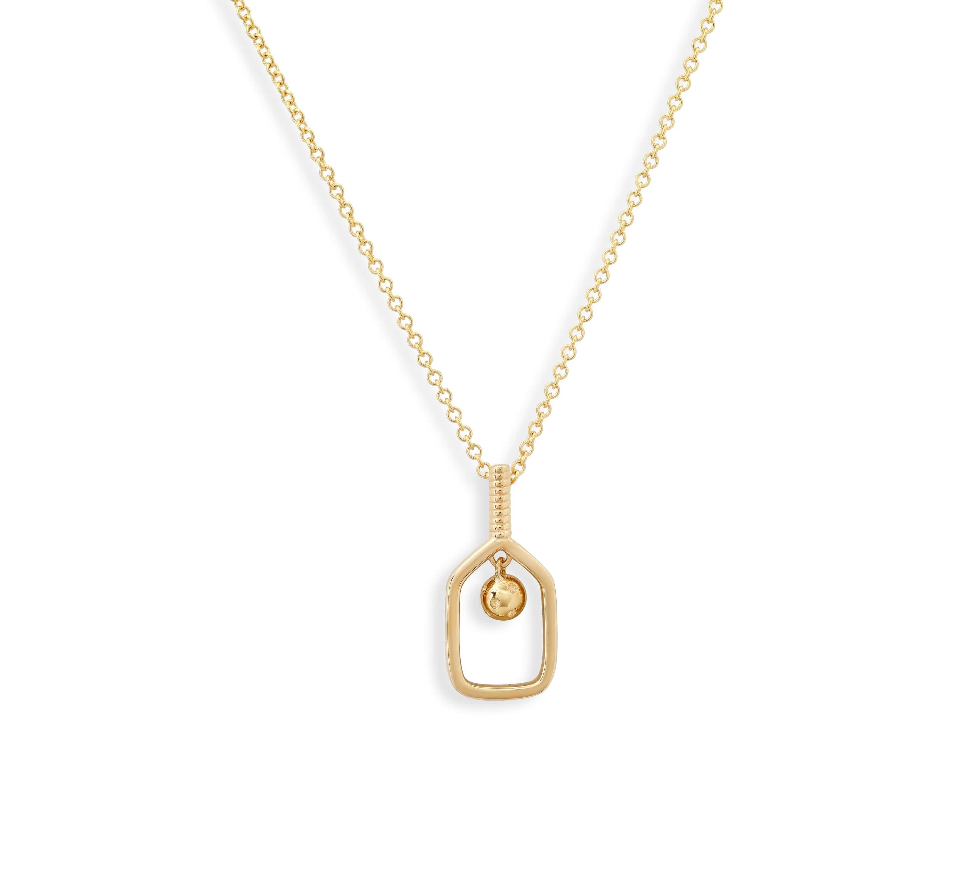 Charms & Pendants Rose Gold / Charm with 18K Gold Paperclip Chain 18K Gold Pickleball Charm, Small