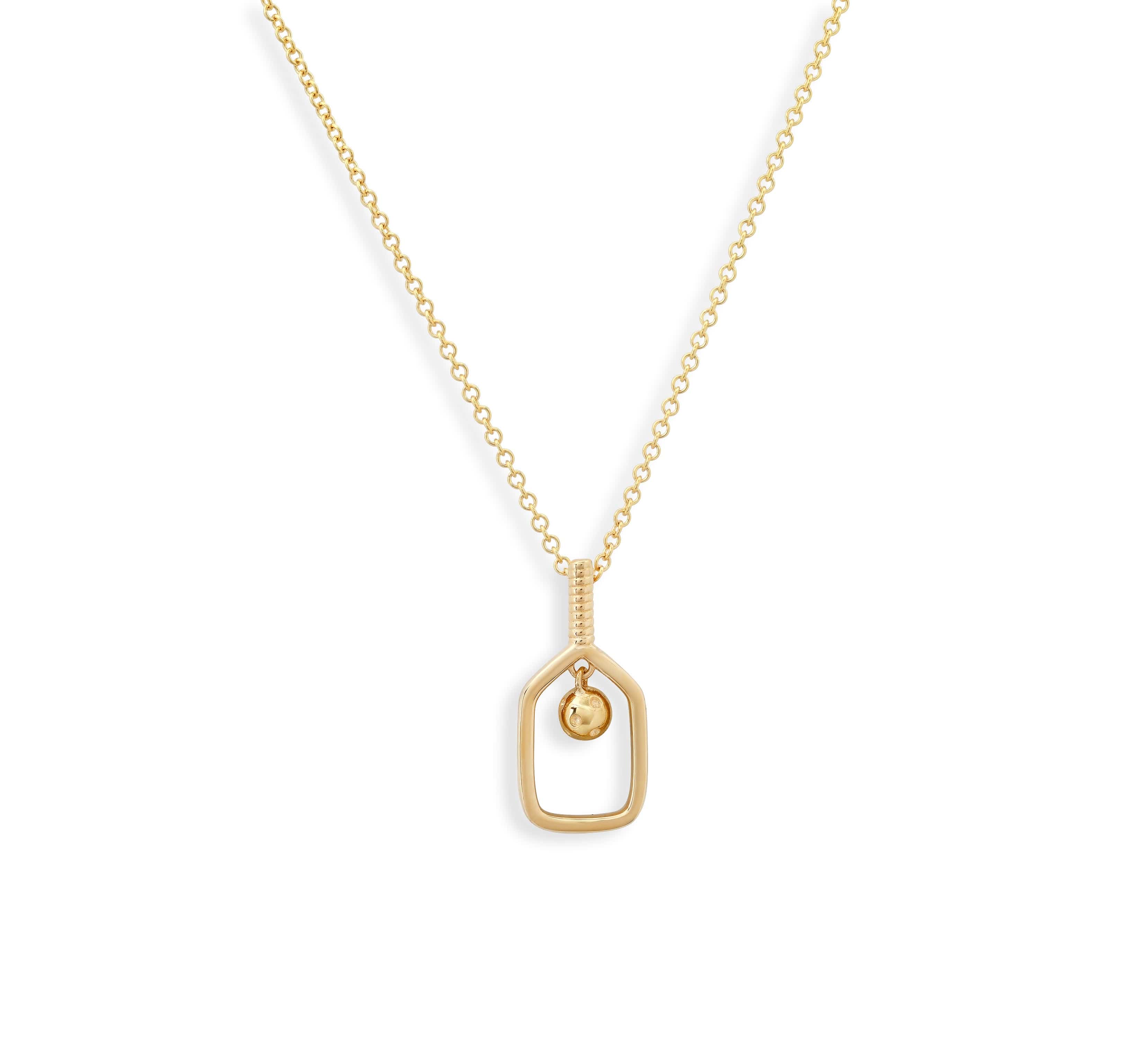Charms & Pendants Rose Gold / Charm with 18K Gold Paperclip Chain 18K Gold Pickleball Charm, Small
