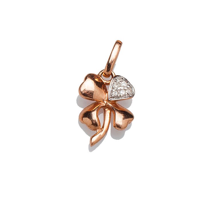 Charms & Pendants Rose Gold Clover with Diamonds