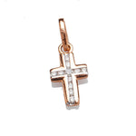 Charms & Pendants Rose Gold Diamond Cross Solid 14K Gold Outline
