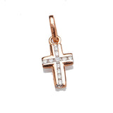 Charms & Pendants Rose Gold Diamond Cross Solid 14K Gold Outline
