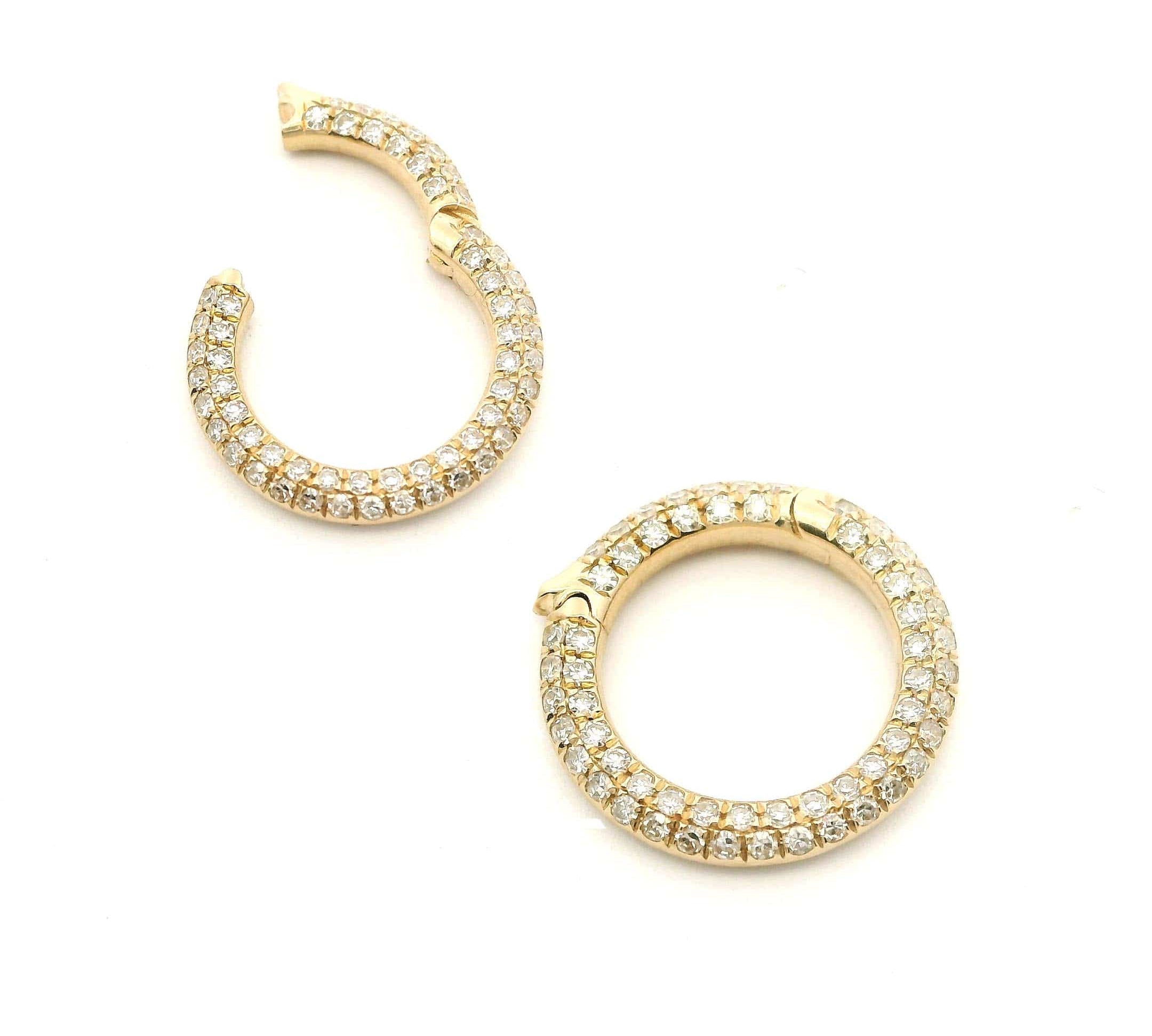 Charms & Pendants Rose Gold / Medium 12 mm 14K Gold Pave Diamond Carabiner Charm Enhancer/Connector Link