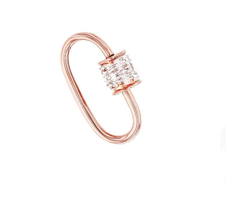 Charms & Pendants Rose Gold Medium Gold Carabiner Charm Enhancer with Diamonds