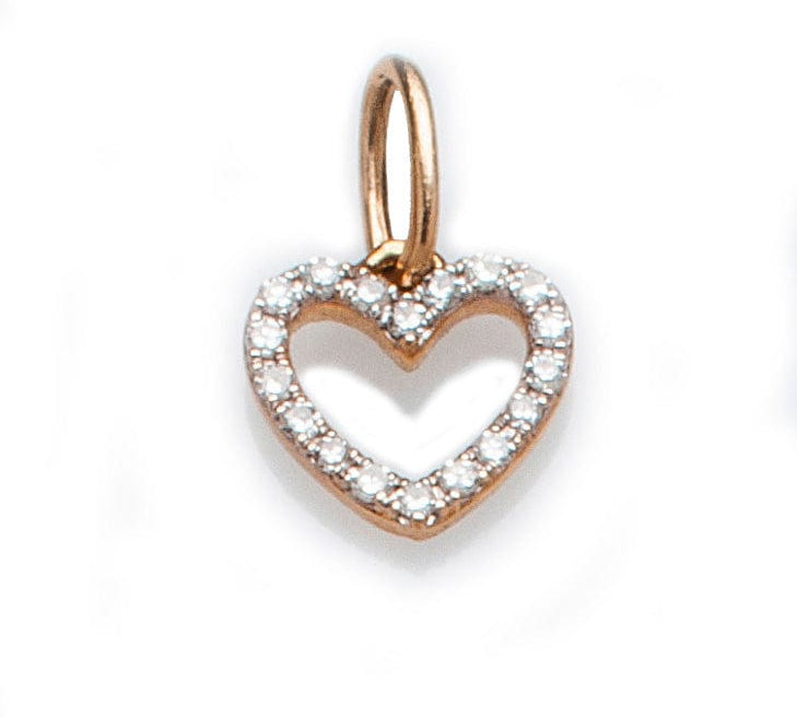 Charms & Pendants Rose Gold Mini Heart with Diamonds
