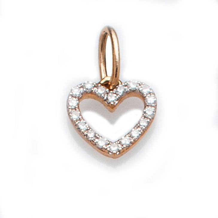 Charms & Pendants Rose Gold Mini Heart with Diamonds