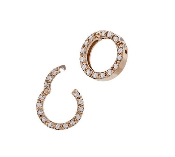 Charms & Pendants Rose Gold / Small 10 mm 14K Gold Round Diamond Carabiner Charm Enhancer/Connector Link