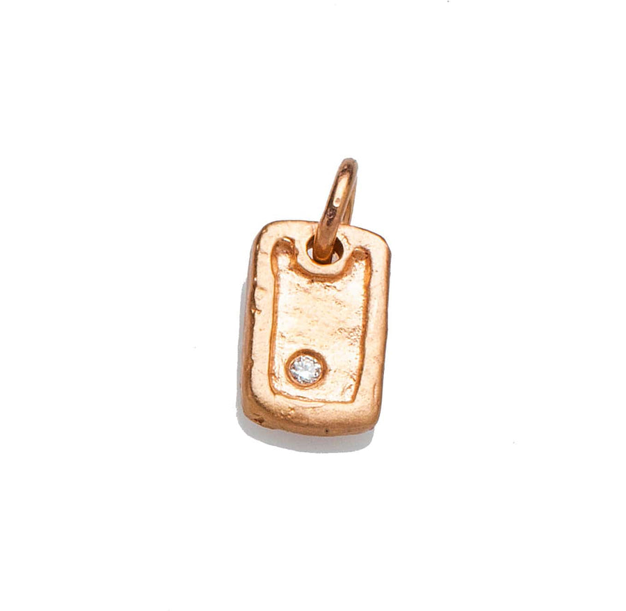 Charms & Pendants Rose Gold Solid Gold Dog Tag with Diamonds Signature Piece