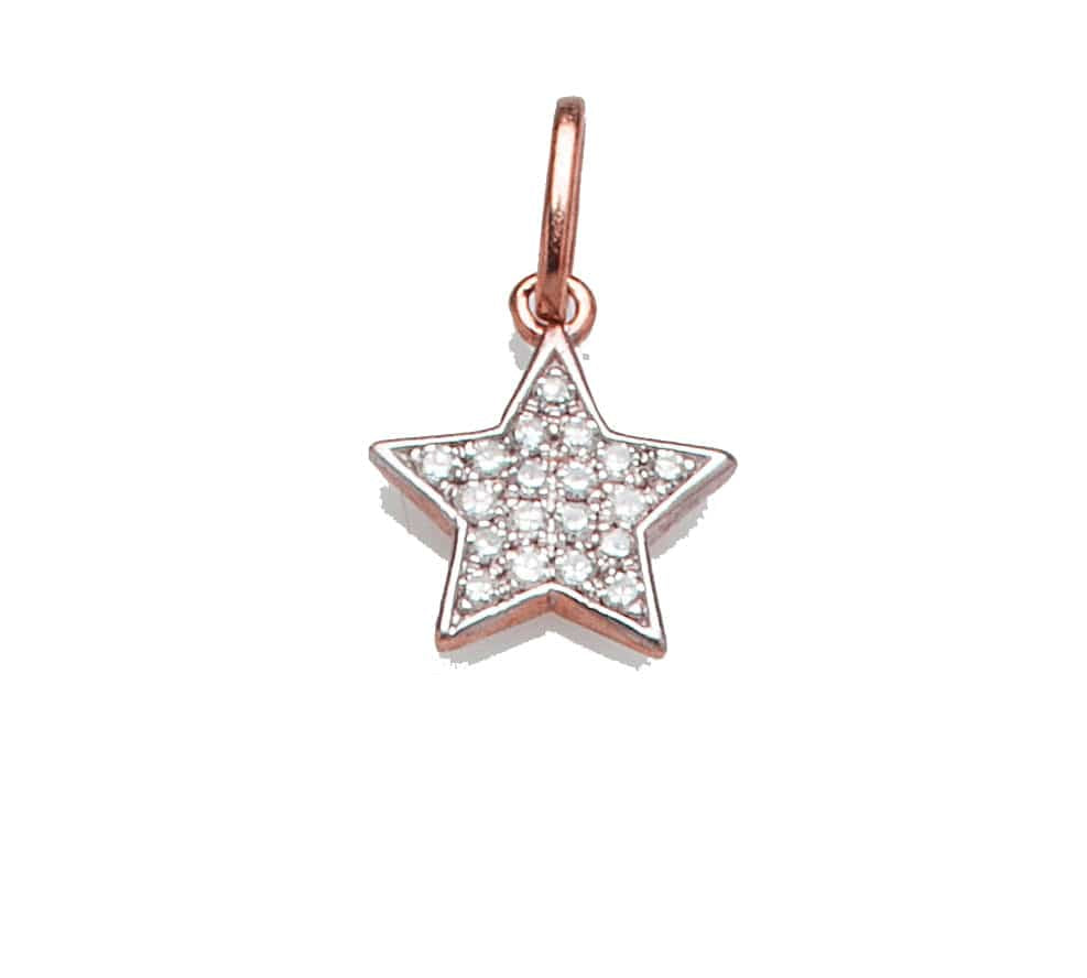 Charms & Pendants Rose Gold Star with Diamonds
