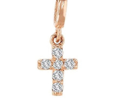 Charms & Pendants Rose Gold Tiny Diamond Cross