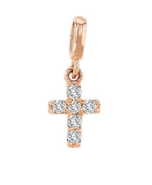 Charms & Pendants Rose Gold Tiny Diamond Cross