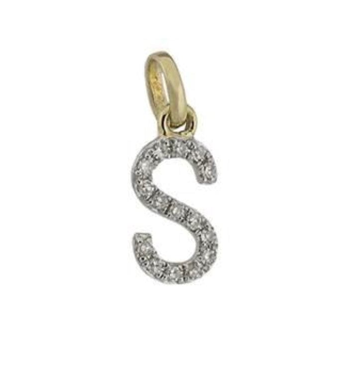 Charms & Pendants S / Rose Gold Gold & Diamond Initial Charm