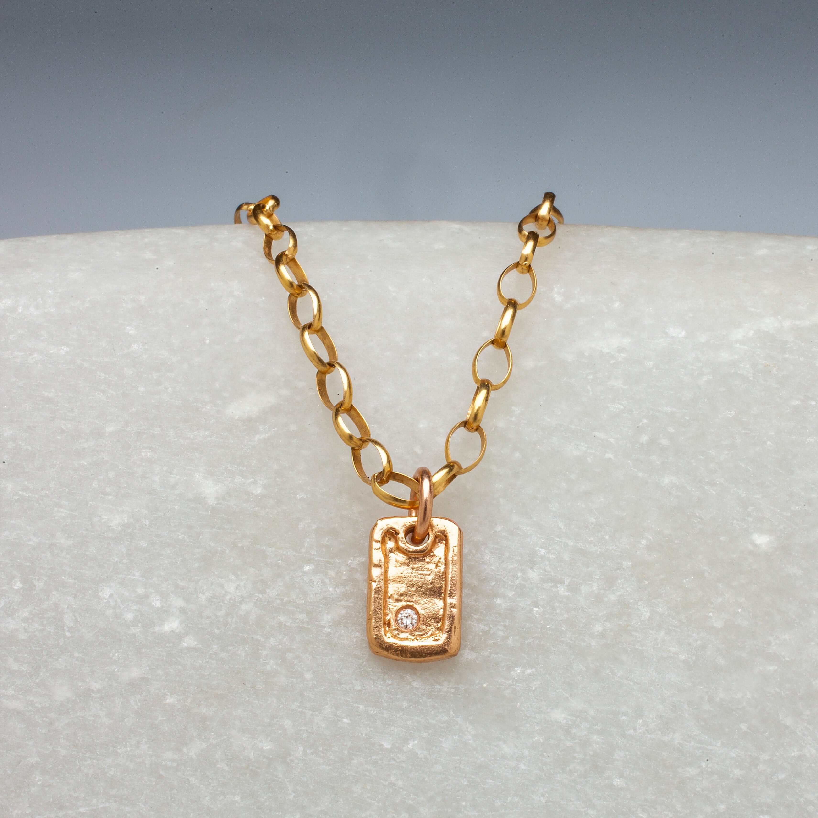 Charms & Pendants Solid Gold Dog Tag with Diamonds Signature Piece