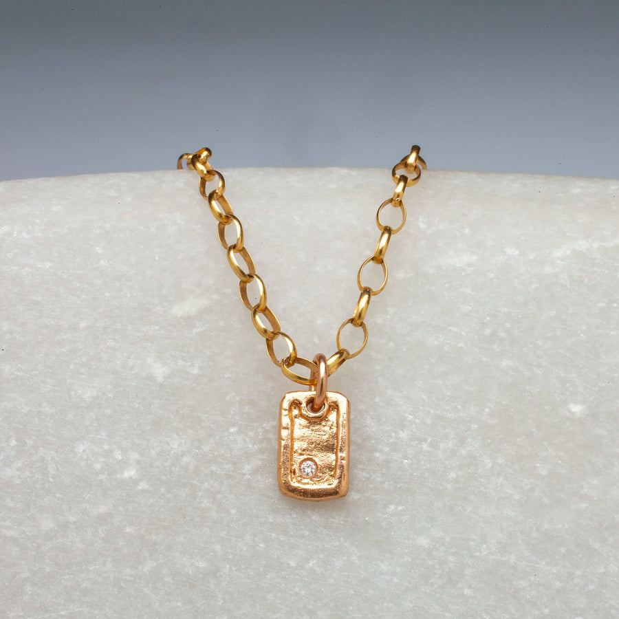 Charms & Pendants Solid Gold Dog Tag with Diamonds Signature Piece
