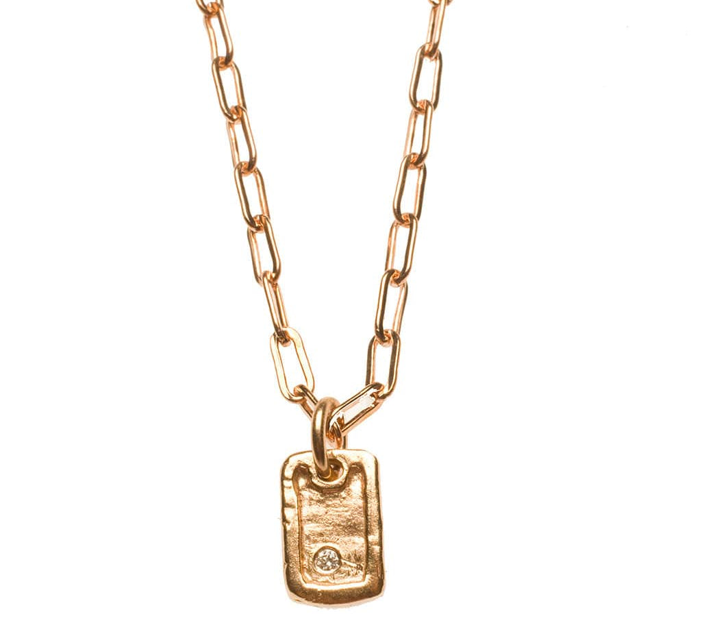 Charms & Pendants Solid Gold Dog Tag with Diamonds Signature Piece