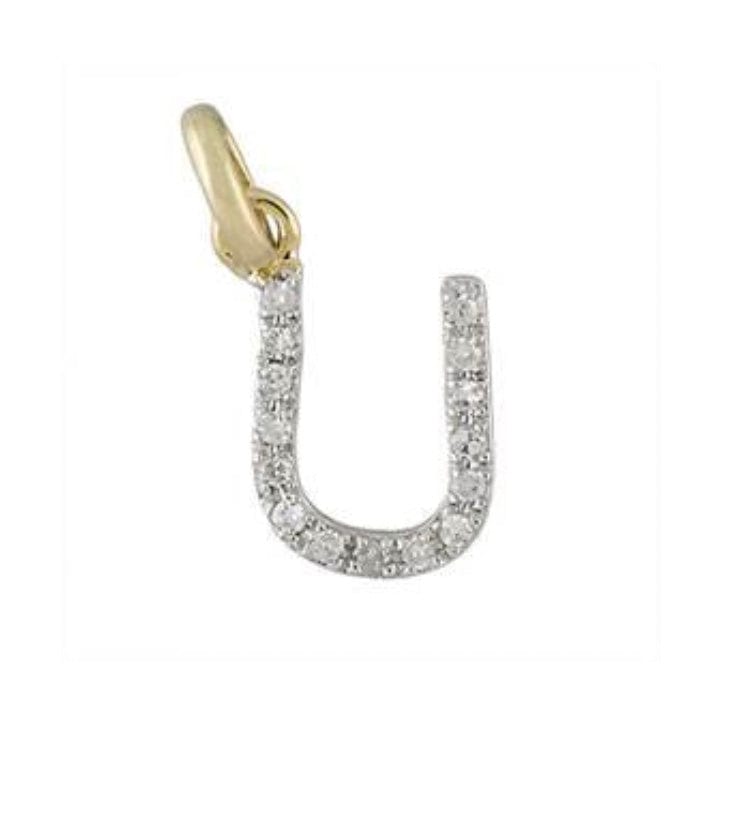 Charms & Pendants U / Rose Gold Gold & Diamond Initial Charm