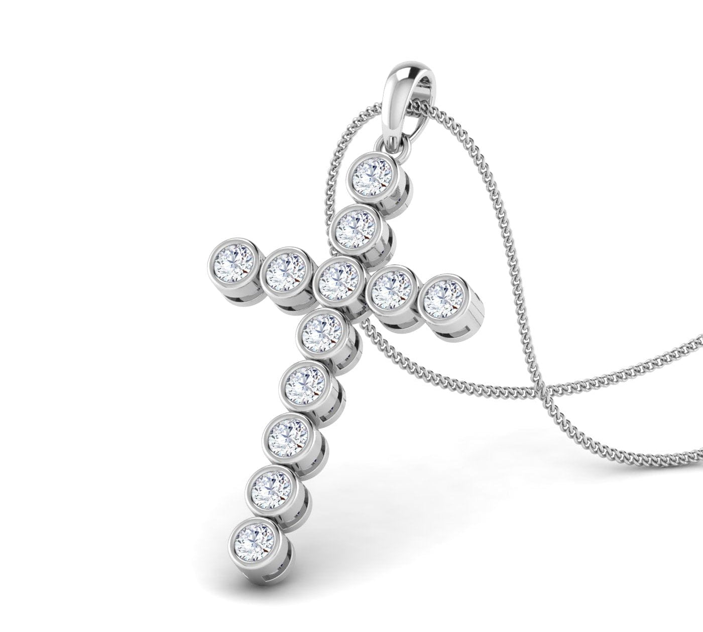 Charms & Pendants White Gold / 14K Diamond Cross in Solid 14K Gold, Lab Grown