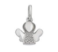 Charms & Pendants White Gold 14K Gold Angel with Micro-Pave Diamonds