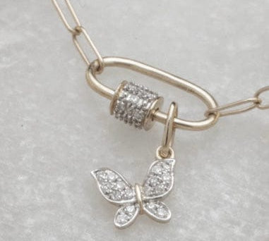 Charms & Pendants White Gold 14K Gold Butterfly and Diamond Charm