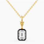 Charms & Pendants White Gold 14K Gold Emerald Cut DIamond Diamond Georgian Charm, Lab Grown