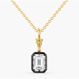 Charms & Pendants White Gold 14K Gold Emerald Cut DIamond Diamond Georgian Charm, Lab Grown