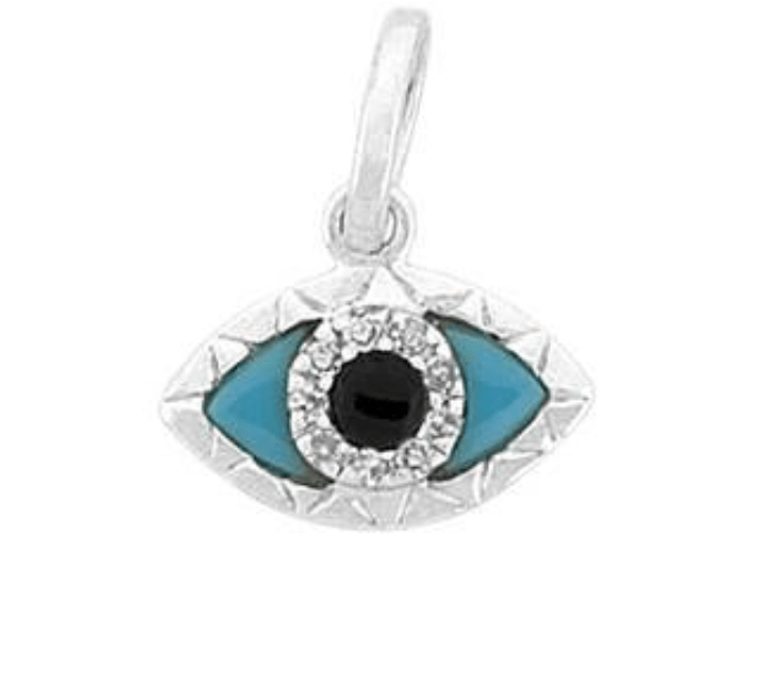 Charms & Pendants White Gold 14K Gold Evil Eye with Diamonds and Turquoise