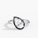 Charms & Pendants White Gold / 3.0 14K Bezel Set Round Diamond Georgian Pear Ring, Black Gold, Lab Grown