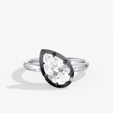 Charms & Pendants White Gold / 3.0 14K Bezel Set Round Diamond Georgian Pear Ring, Black Gold, Lab Grown