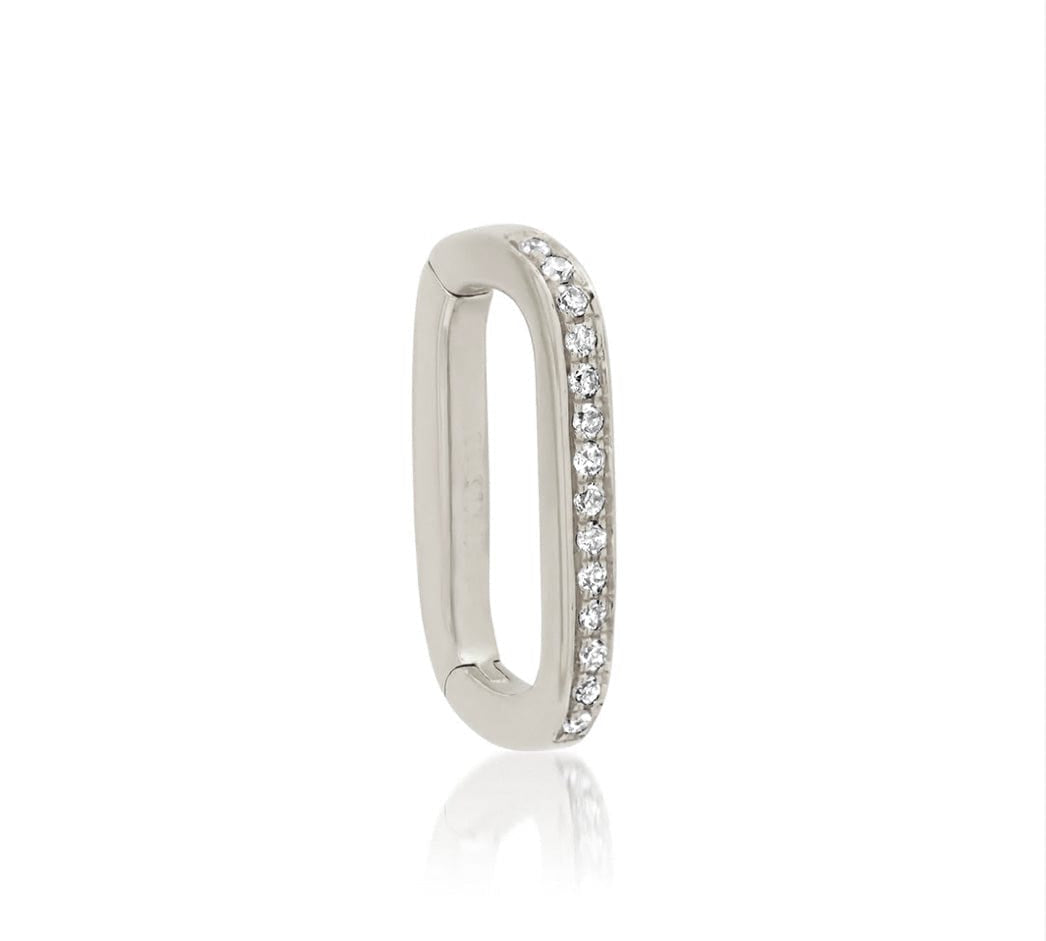 Charms & Pendants White Gold All Diamond Carabiner Charm Enhancer/Connector Link
