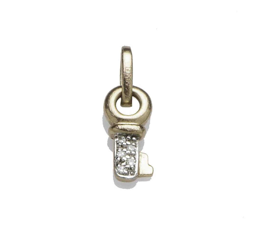 Charms & Pendants White Gold Baby Micro-Pave Key