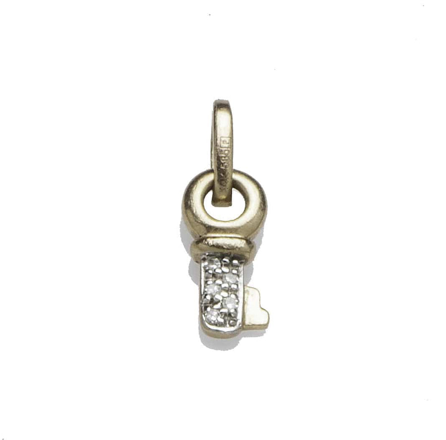 Charms & Pendants White Gold Baby Micro-Pave Key