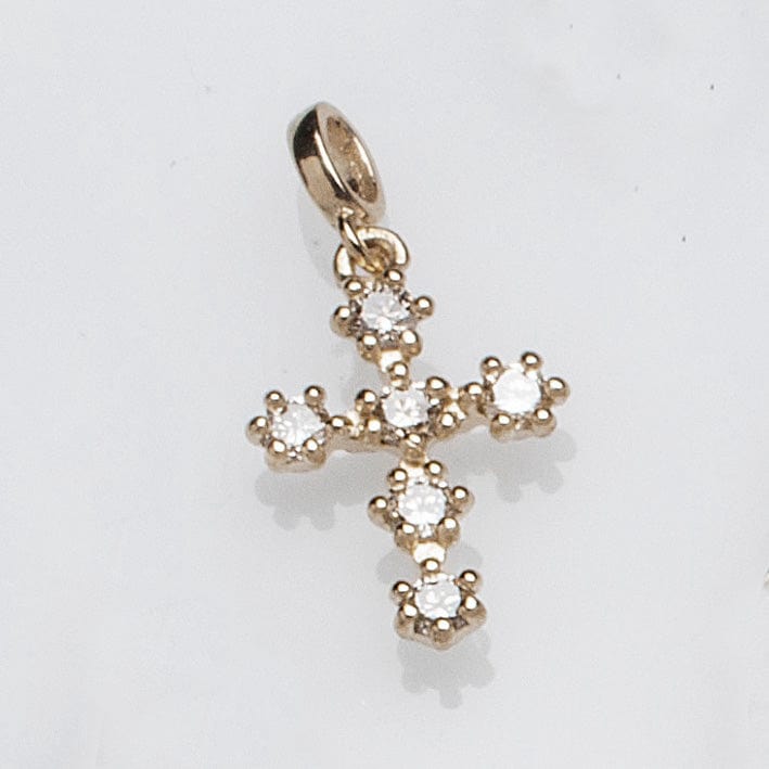 Charms & Pendants White Gold Individual Prong Set Diamond Cross Charm