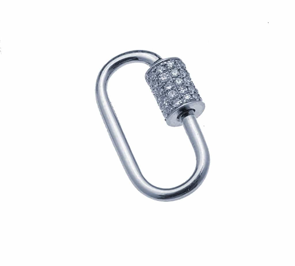Charms & Pendants White Gold Large Gold Carabiner Charm Enhancer with DIamonds