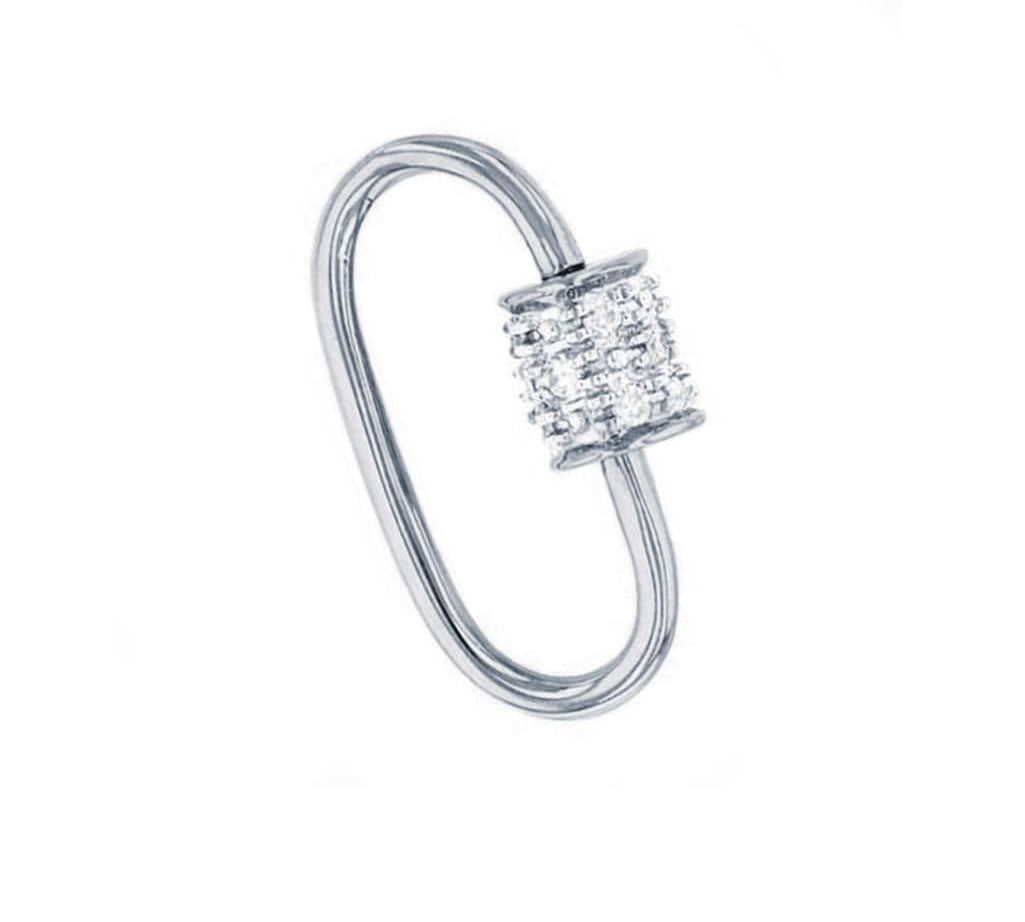 Charms & Pendants White Gold Medium Gold Carabiner Charm Enhancer with Diamonds