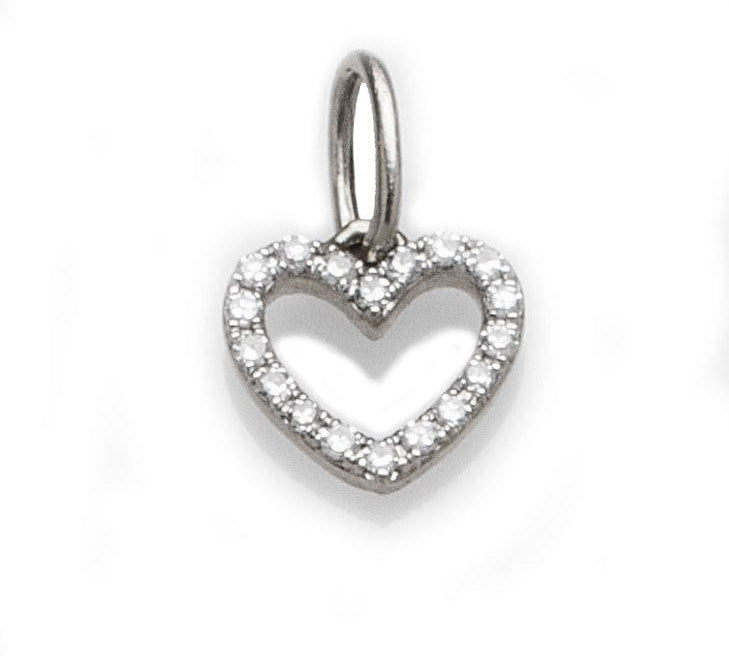 Charms & Pendants White Gold Mini Heart with Diamonds