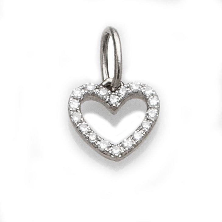 Charms & Pendants White Gold Mini Heart with Diamonds